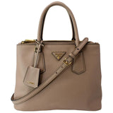 Prada Triangle Logo Leather Tote Bag