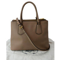 Prada Triangle Logo Leather Tote Bag