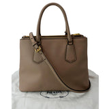 Prada Triangle Logo Leather Tote Bag