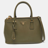 Prada Triangle Logo Leather Tote Bag