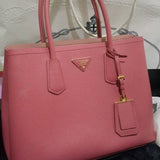 Prada Triangle Logo Leather Tote Bag