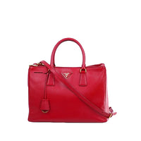 Prada Triangle Logo Leather Tote Bag