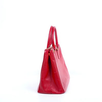 Prada Triangle Logo Leather Tote Bag